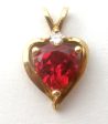 10K Gold Ruby Red CZ Pendant Vintage Hot on Sale