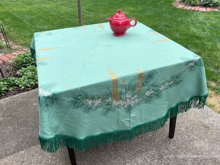 NWT Vintage CHP Candle Glow Round Christmas Tablecloth For Cheap