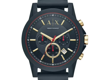 Armani Exchange Blue Chronograph Men s Watch | Gold-Tone Hands | Warranty Online Sale