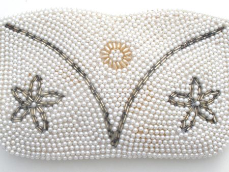 Vintage Hand Beaded Pearl Flower Clutch Purse Online Hot Sale