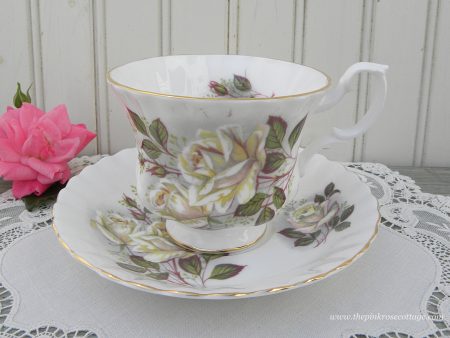 Vintage Royal Albert White Rose Teacup and Saucer For Discount