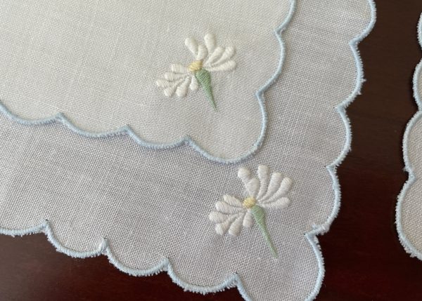 12 Vintage Floral Embroidered Linen Tea or Cocktail Napkins Online now