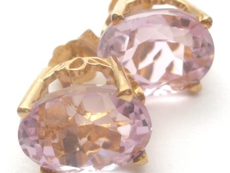 Pink Ice Earrings 14K Gold CZ Pierced Stud Supply