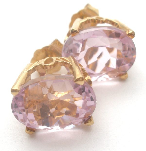 Pink Ice Earrings 14K Gold CZ Pierced Stud Supply