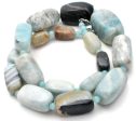 Chunky Blue Lace Agate Bead Necklace 19  Fashion