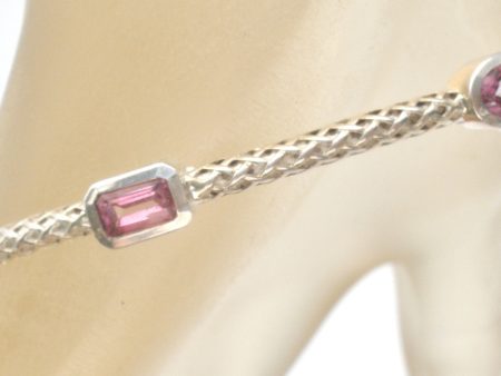 Pink Sapphire Sterling Silver Bangle Bracelet P & B Online now