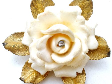 Miriam Haskell Celluoid Rhinestone Rose Brooch Pin Online