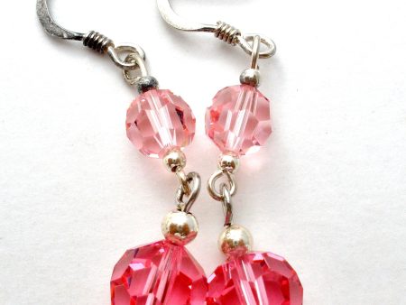 Pink Crystal Bead Earrings Sterling Silver Cheap