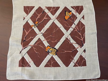 Vintage Monarch Butterfly and Maroon Branches Handkerchief Online Hot Sale