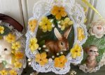 3 Handmade Real Easter Egg Diorama Ornaments Cute Bunnies Fashion