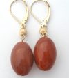 14K Gold Red Jasper Pierced Earrings Dangle Cheap