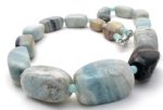 Chunky Blue Lace Agate Bead Necklace 19  Fashion