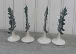 4 Vintage Plasticville Translucent Green with Glitter Evergreen Christmas Trees Cheap