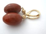 14K Gold Red Jasper Pierced Earrings Dangle Cheap