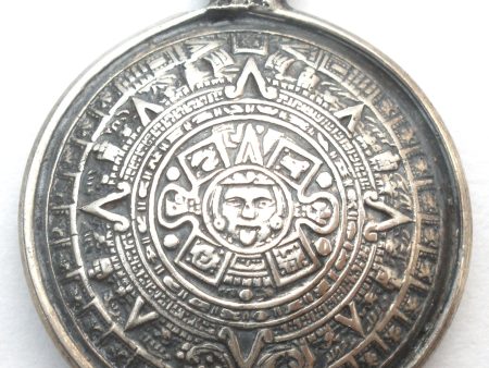 Mayan Calendar Charm   Pendant Sterling Silver Vintage Hot on Sale