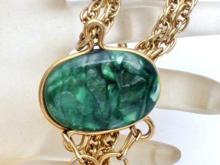 Sarah Coventry Necklace with Green Stone on Sale