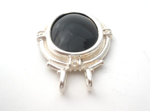 Black Onyx Pendant Slide Vintage For Sale