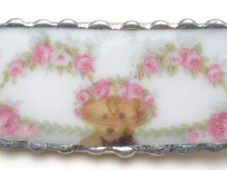 Broken China Jewelry Bear & Roses Brooch Pin Online Hot Sale