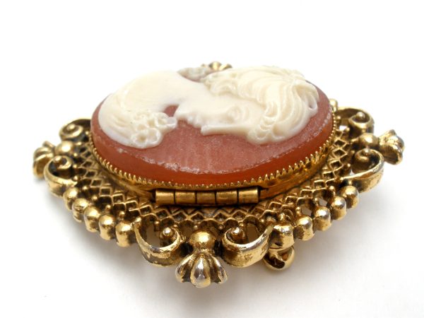 Cameo Perfume Locket Brooch Pin Vintage Avon Hot on Sale