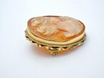 14K Gold Carved Shell Cameo Vintage Pendant Brooch For Cheap