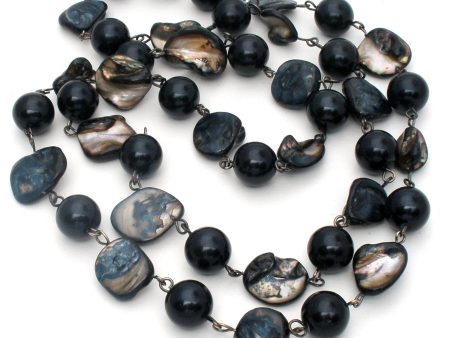 Abalone Shell & Black Onyx Bead Necklace Cheap