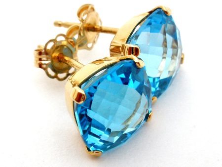 14K Gold Blue Topaz Earrings 5 Cts For Discount