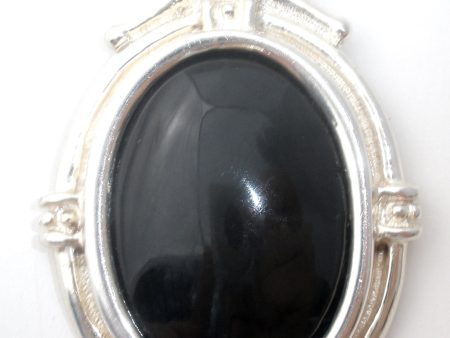 Black Onyx Pendant Slide Vintage For Sale