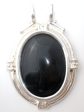 Black Onyx Pendant Slide Vintage For Sale