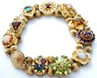 10K 14K Gold Gemstone Slide Bracelet Vintage Hot on Sale