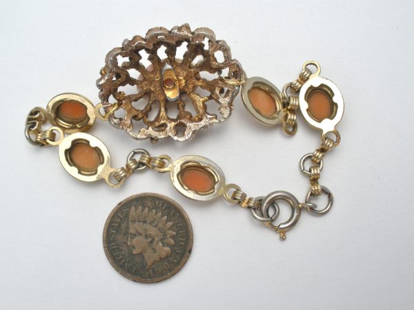 Vintage Hand Carved Cameo Bracelet 8  Cheap