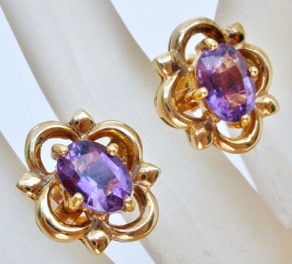 18K Yellow Gold 2.5 Ct Amethyst Earrings Online