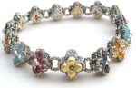 Barbara Bixby Multi Gemstone Flower Bracelet 925 18K For Sale