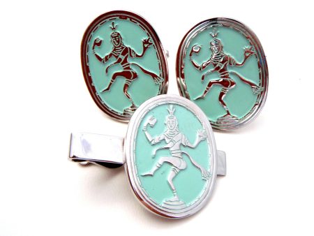 Swank Siam Dancer Cufflinks & Tie Clasp Cheap