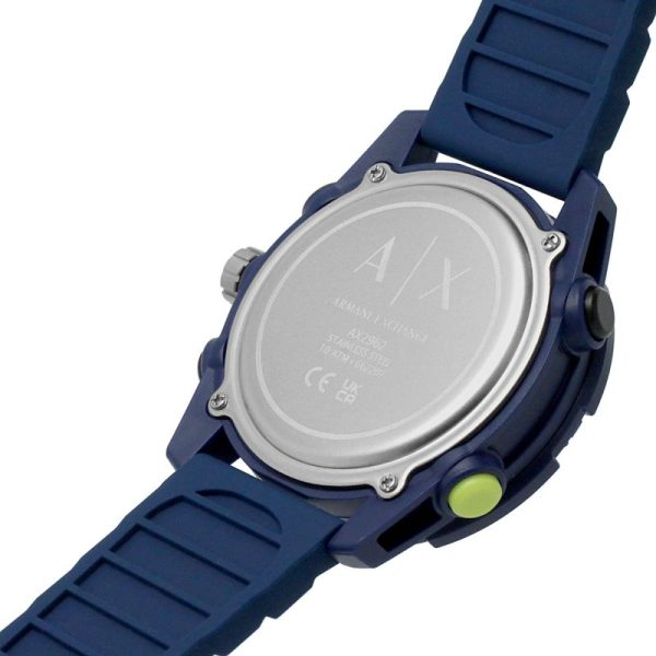 Armani Exchange Men s Blue Rubber D-Bolt Watch: Practical and Handsome Timepiece For Sale