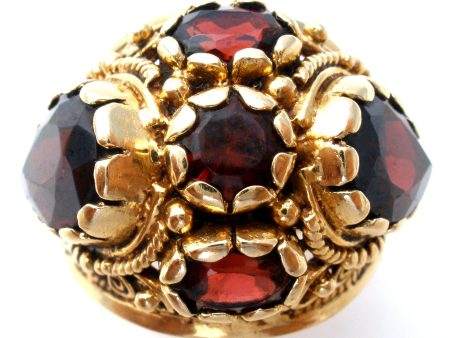 14K Gold Garnet Ring Size 8.5 Vintage Sale