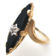 10K Gold Black Onyx & Diamond Ring Size 7.5 Vintage Cheap