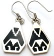 Aztec Style Black Enamel Earrings Sterling Silver Sale