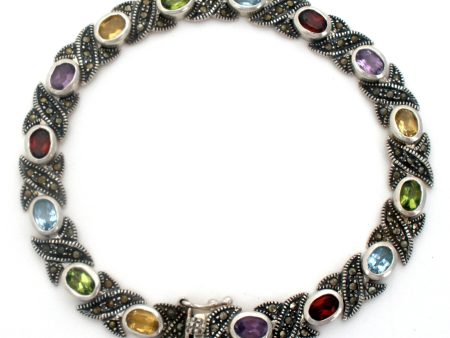 Multi Color Gemstone Hugs & Kisses 925 Bracelet Cheap