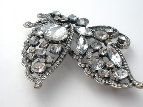 Butterfly Brooch Pin with Clear Rhinestones Vintage Online now