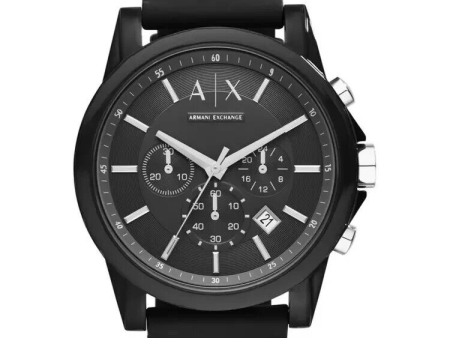 Used Armani Exchange Men s Black Silicone Chronograph Watch AX1326 - 44mm, Date Displ Online now