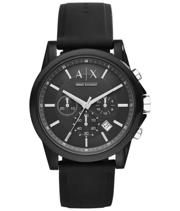 Used Armani Exchange Men s Black Silicone Chronograph Watch AX1326 - 44mm, Date Displ Online now