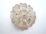 Sterling Silver Cannetille Flower Brooch Pin Vintage Discount