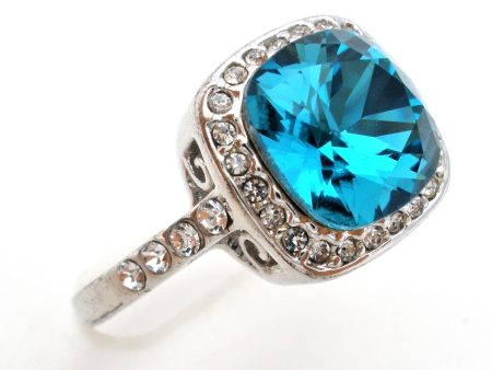 18K Gold Plated Blue CZ Ring Size 10.5 For Cheap