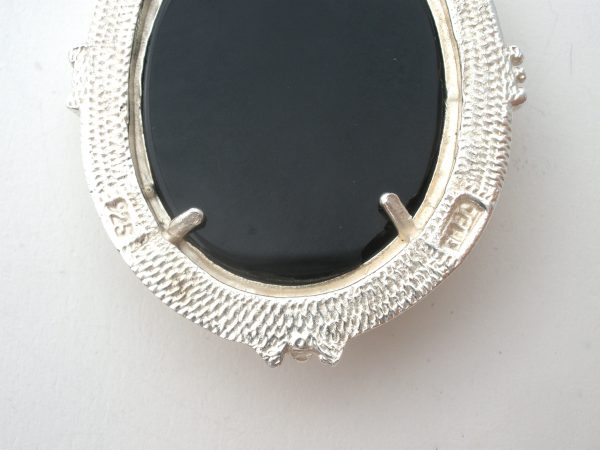 Black Onyx Pendant Slide Vintage For Sale