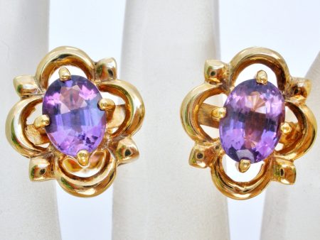 18K Yellow Gold 2.5 Ct Amethyst Earrings Online