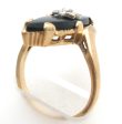 10K Gold Black Onyx & Diamond Ring Size 7.5 Vintage Cheap