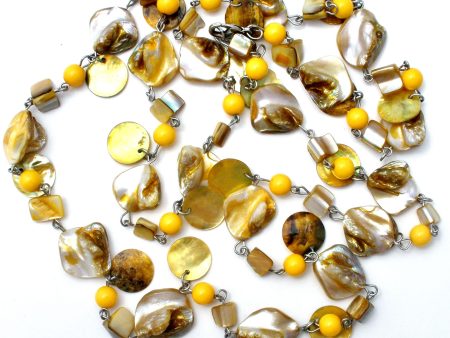 Abalone Seashell and Yellow Bead Necklace 42  Hot on Sale