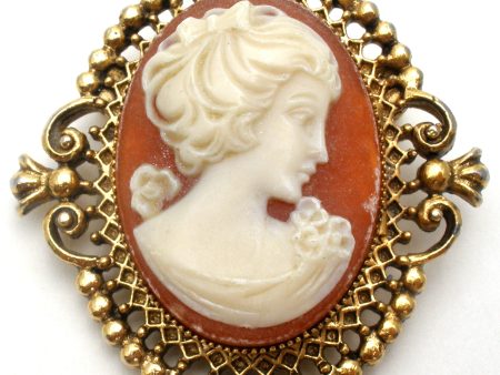 Cameo Perfume Locket Brooch Pin Vintage Avon Hot on Sale