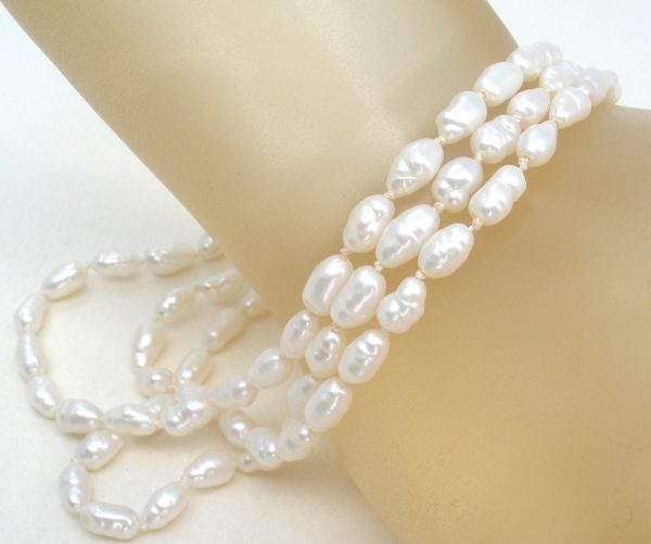 14K Gold Freshwater Pearl Bracelet Triple Strand For Discount