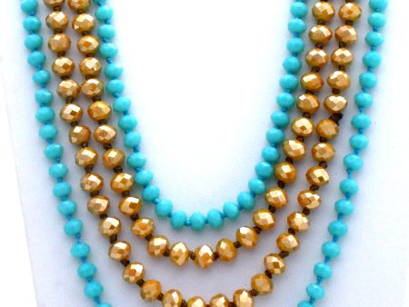 2 Blue & Gold Crystal Bead Necklaces Fashion